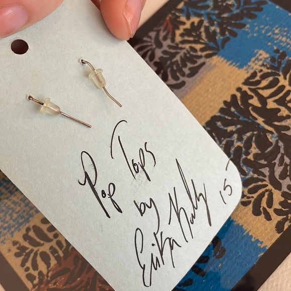 Blue, black & Clear pop tab earrings by me! Real stones - Picture 2 of 2